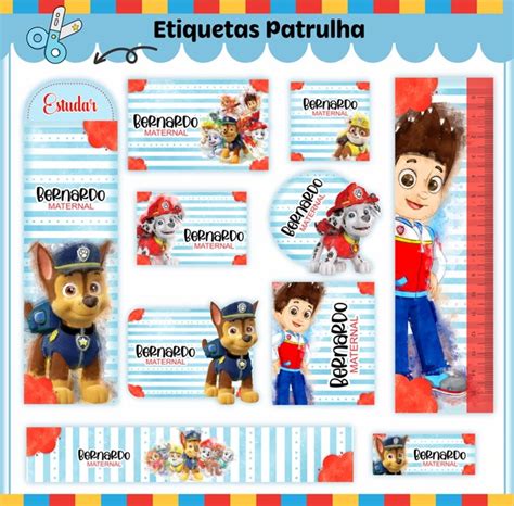 Kit Etiquetas Escolares Patrulha Canina Elo