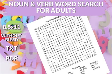 Noun And Verb Word Search Puzzles Grafik Von Printile Press House