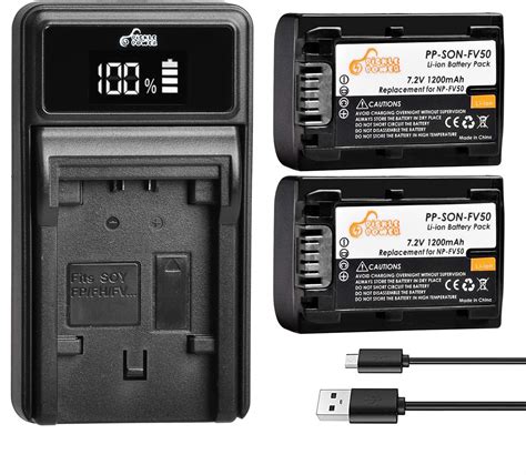 Amazon Pickle Power 2 Pack NP FV50 Battery And Charger Set For