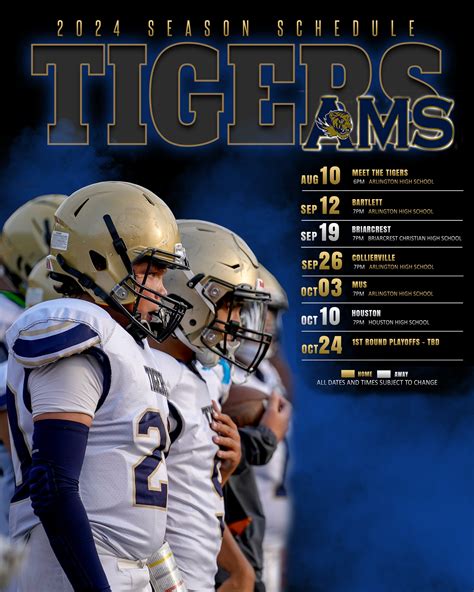 Tigers Schedule — Arlington Tigers Football