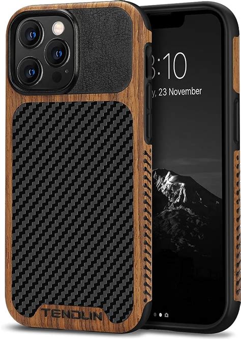 Tendlin Coque Compatible Avec Iphone Pro Max Etui Hybride En Bois Et