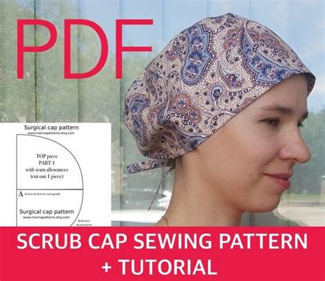 Surgical Cap Pattern Scrub Hat Sewing Pattern PDF Scrub Cap No