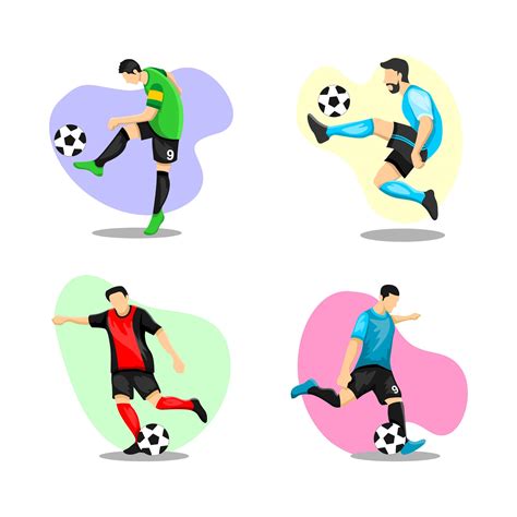 Football Player Character Set Design Vector Art At Vecteezy