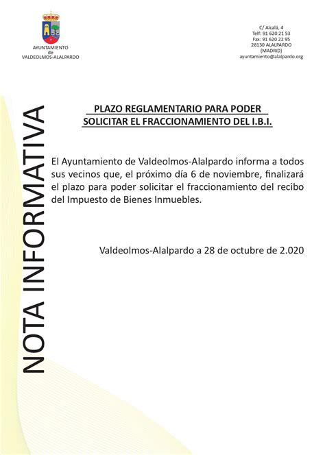 Ayuntamiento De Valdeolmos Alalpardo Plazo Para Poder Solicitar El