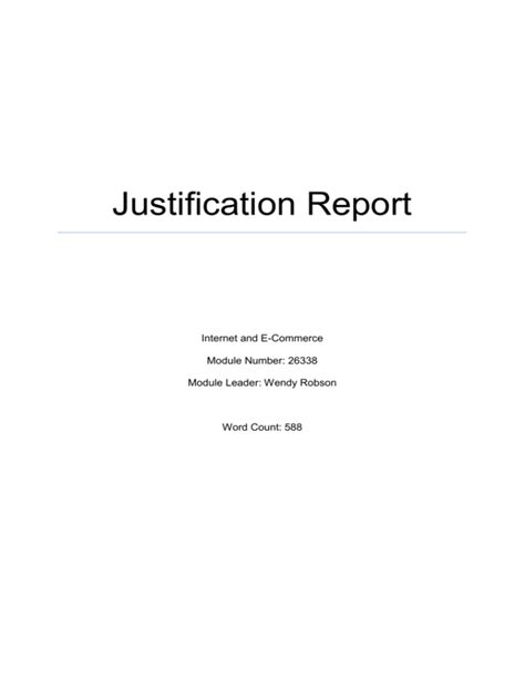 Justification Report