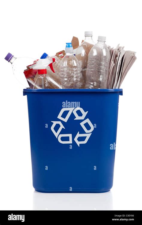 Blue Recycling Bin Full Of Pet Plastic White Stock Photo,, 47% OFF