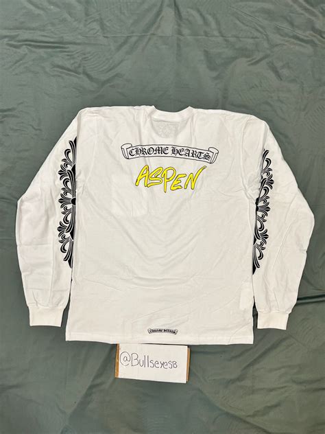 Chrome Hearts Chrome Hearts Aspen Scroll Logo White Longsleeve T Shirt