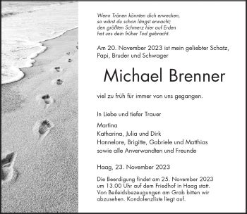 Traueranzeigen Von Michael Brenner Trauer Rnz De