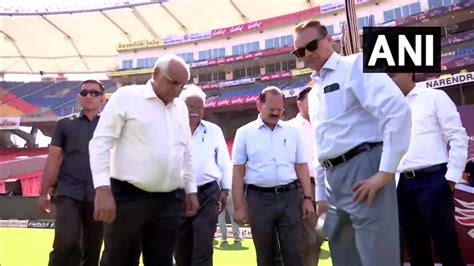 Ani On Twitter Gujarat Cm Bhupendra Patel Inspects Narendra Modi Stadium At Sardar Vallabhbhai