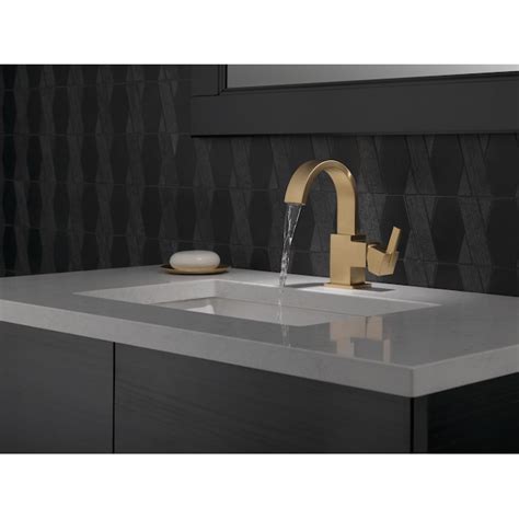 Delta Vero Champagne Bronze 1 Handle Single Hole Watersense Mid Arc Bathroom Sink Faucet With