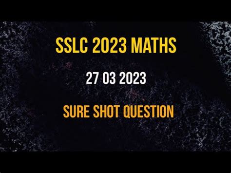 SSLC 2023 MATHS SURE SHOT QUESTION YouTube