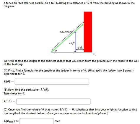 Solved A fence 18 feet tall runs parallel to a tall building | Chegg.com