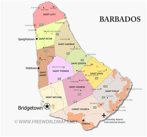 Detailed Map Of Barbados