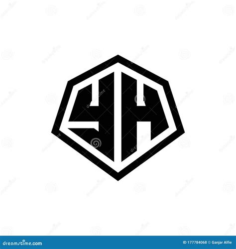 Yh Monogram Logo With Hexagon Shape And Line Rounded Style Design