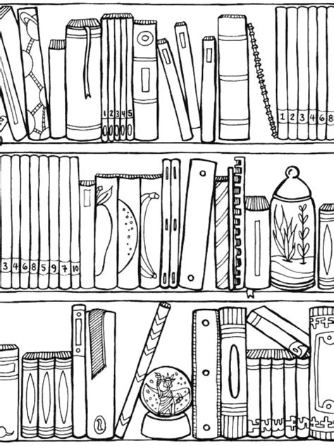 Coloring Pages Of Books In A Library