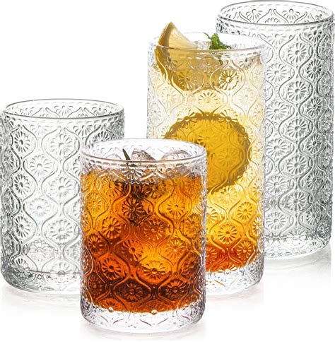 Amazon POLIDREAM Vintage Glassware Set 4pcs Multicolor 15 2oz