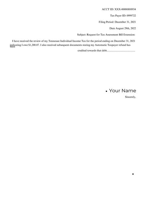 Sample Irs/tax Bill Assessment Extension Letter - Etsy
