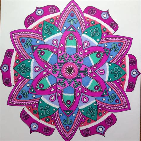 A Drawing Of A Flower With Many Colors And Designs On It S Petals In