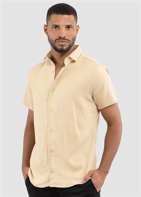 Camisa Linho Sand Masculina Vista Oka