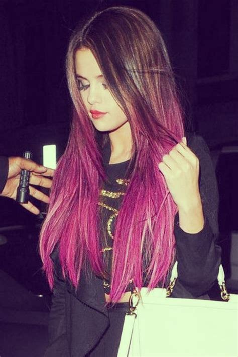 Celebrityhipsters Pink Ombre Hair Selena Gomez Hair Long Dip Dye Hair