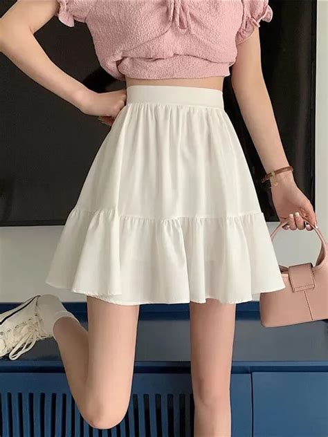 Zoki Preppy Style Women Elegant A Line Skirt Summer Fashion Sweet High