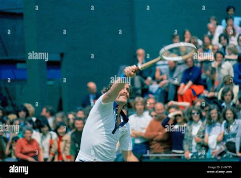 Australian Tennis Star John Newcombe Is Pictured In Action At Wimbledon