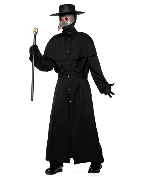 Schwarzes Pestdoktor Kost M Mit Maske Hut Horror Shop