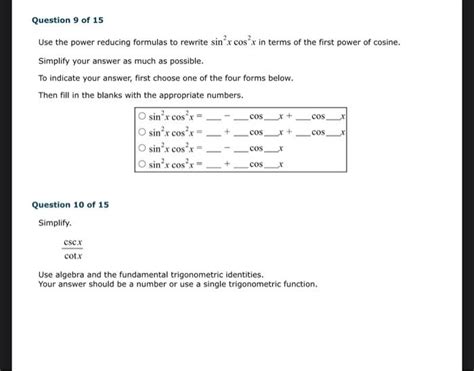 Solved Use The Power Reducing Formulas To Rewrite Sin Xcos X Chegg