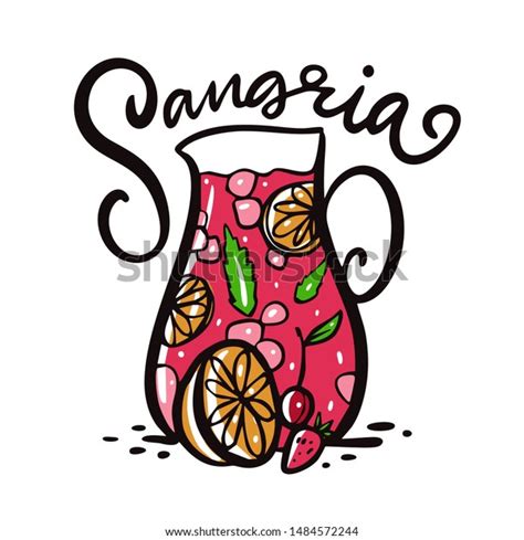 Sangria Hand Drawn Vector Lettering Illustration Stock Vector Royalty