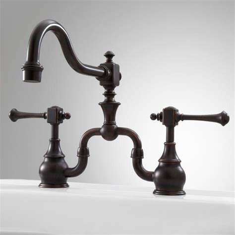 Vintage Bridge Kitchen Faucet Lever Handles Dark Antique Bronze Vintage Kitchen Faucet