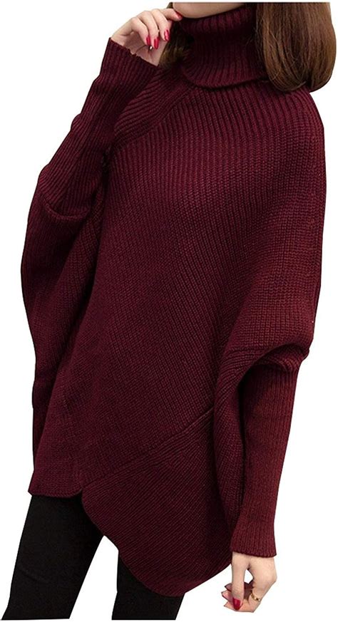 Strickpullover Damen Loose Langarm Asymmetrisch Jumper Sweatshirt