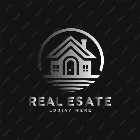 Premium Vector | A black and white logo for real estate on a black ...