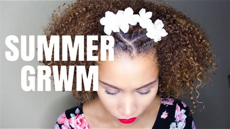 Summer Grwm Simple Summer Makeup And Hairstyle Natural Hair Youtube