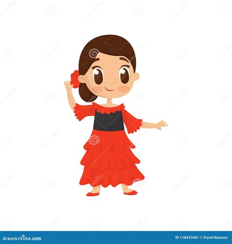 Spanish Little Girl Character Vector Illustration