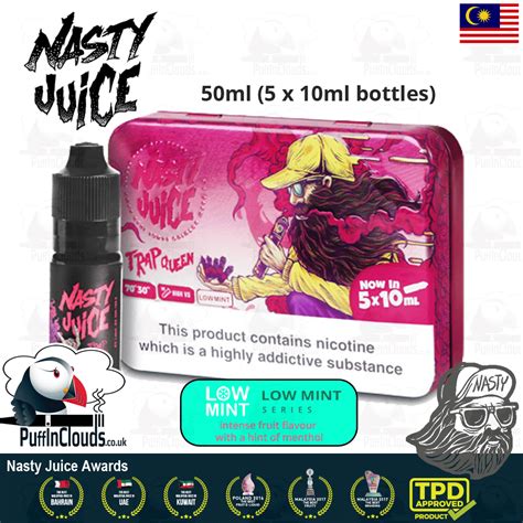 Nasty Juice Trap Queen E Liquid 5 Pack Tin Puffin Clouds UK