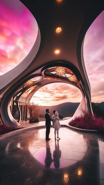 Premium Ai Image A Man And Woman Stand In Front Of A Building That