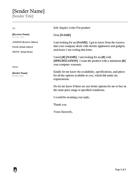 12 Free Inquiry Letter Templates How To Format And Types