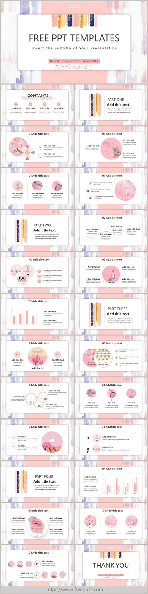 Pink Watercolor Style Business PowerPoint Templates & Google Slides