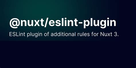 Nuxt Eslint Plugin Nuxt ESLint