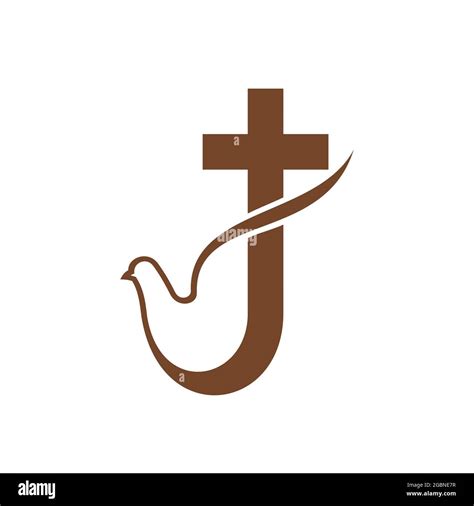 Christianity religion icon. Dove and cross silhouette, holly spirit ...