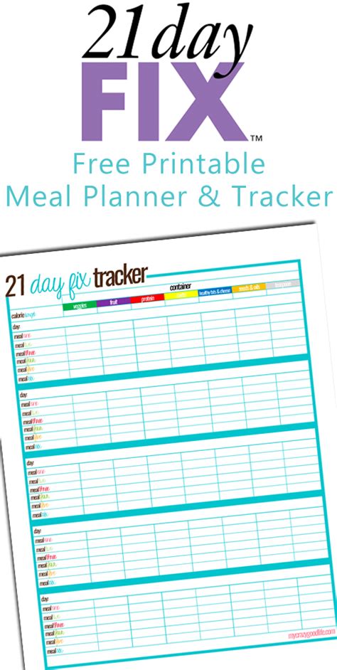 21 Day Fix Printable Meal Planner