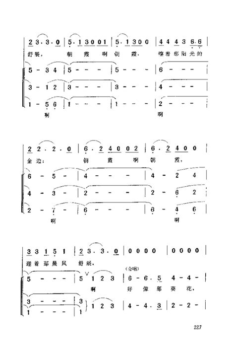 朝霞 歌谱 简谱