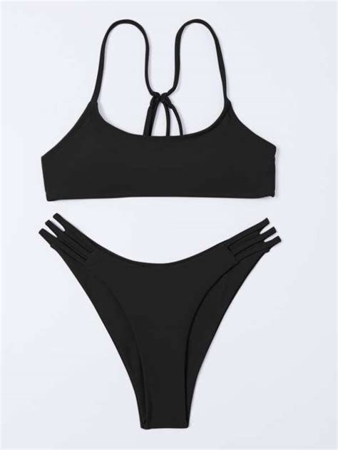 Shein Swim Basics Conjunto De Bikini Liso Sujetador De Cami Y Traje De