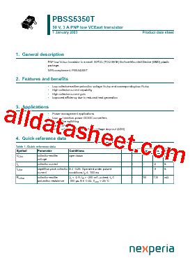 PBSS5350T Datasheet PDF Nexperia B V All Rights Reserved