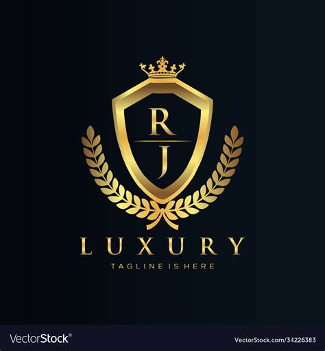 Rj Letter Initial With Royal Luxury Logo Template Vector Image