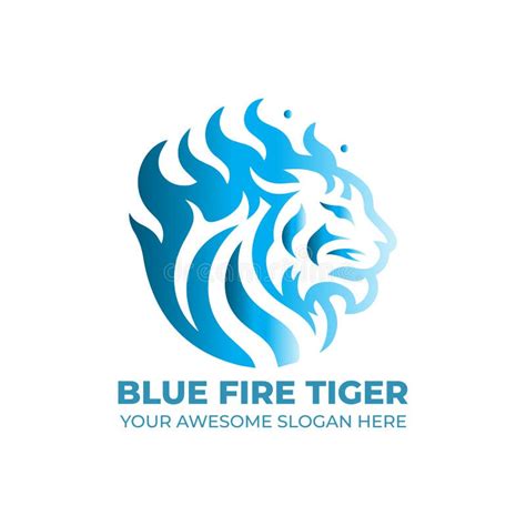 Blue Fire of Tiger Logo Design 4 Stock Illustration - Illustration of ...