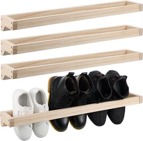 Amazon Wenqik Pcs Wall Mounted Shoe Rack Inch Rustic Wood