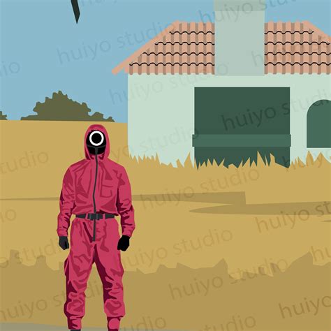 Squid Game Red Light Green Light Scene PDF AI PNG - Digital Drawings