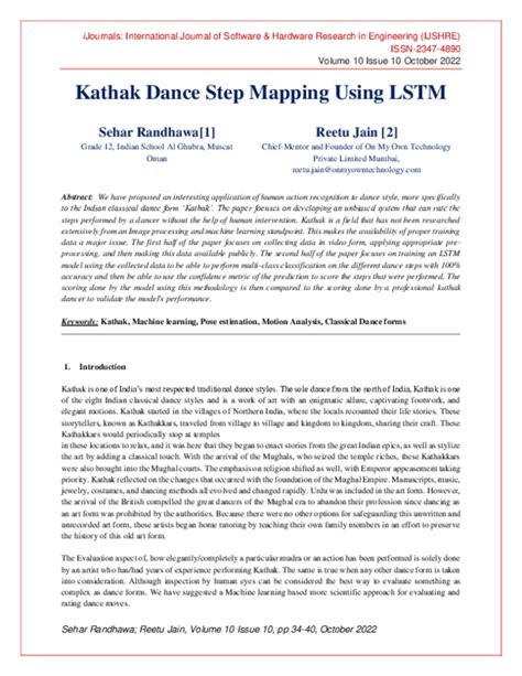 (PDF) Kathak Dance Step Mapping Using LSTM | iJOURNALS PUBLICATIONS ...