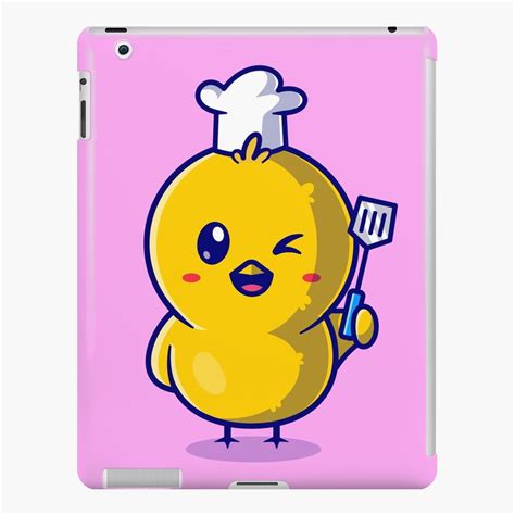 Funda Y Vinilo Para Ipad Lindo Pollito Chef Sosteniendo Esp Tula